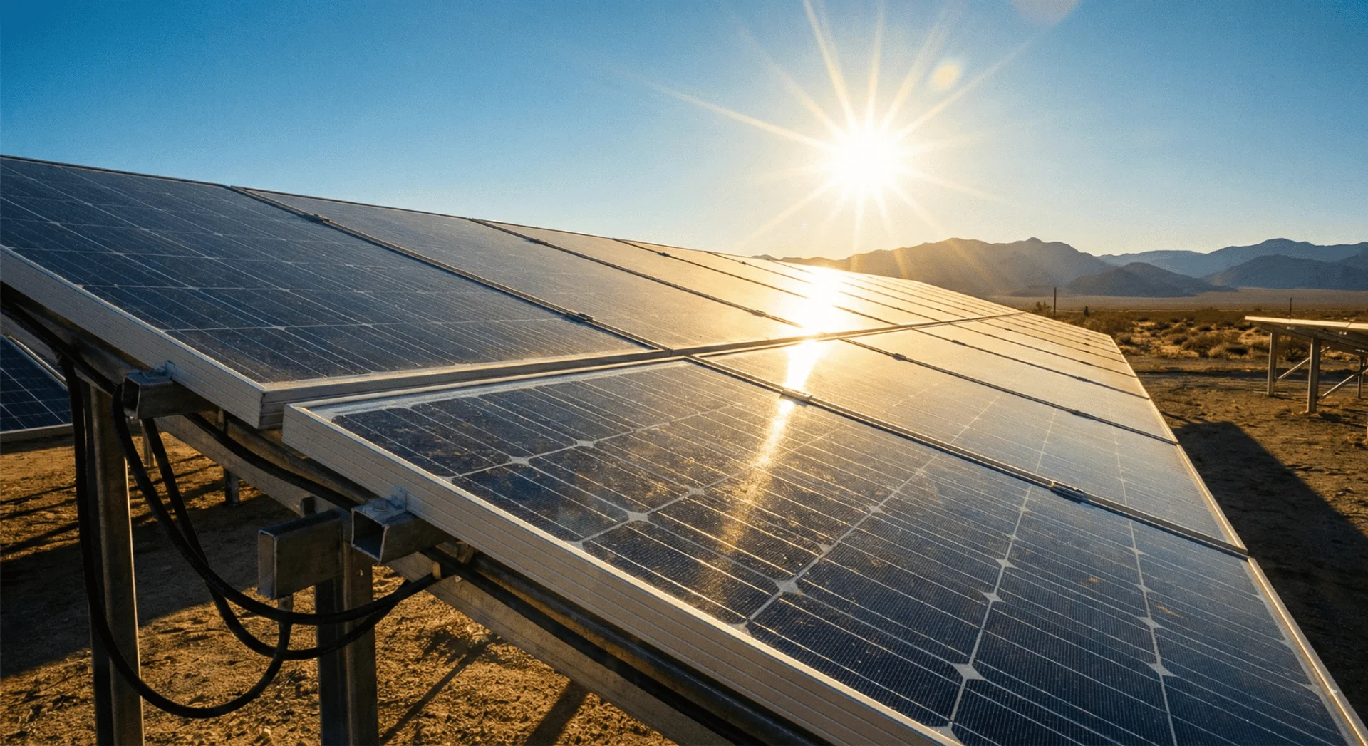 Painéis solares com luz do sol